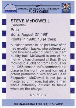 1991 Regina NZRFU 1st Edition #50 Steve McDowall Back